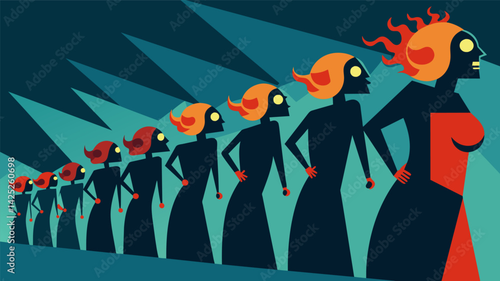 Aufkleber a line of sirens leading a flock of brainwashed followers all chanting the same propaganda and engro