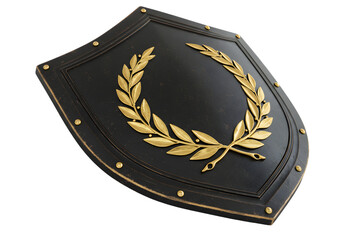Black Leather Shield with Gold Laurel Wreath: Medieval Decor & History