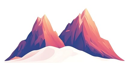 Sunset Mountain Peaks with Snow Base.