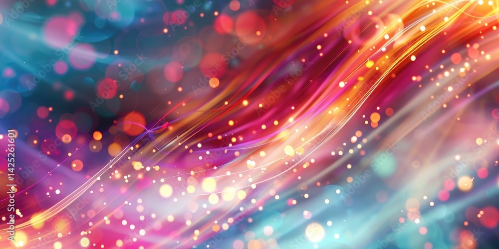 Poster abstract colorful paint splashes with blue, red, yellow and orange hues. background image of bright 