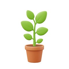 3D Cartoon Plant in Clay Pot