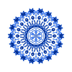 Blue Mandala 3 Intricate blue mandala on white. Symmetrical,decorative,and visually appealing.
