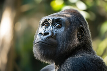 Obraz premium Portrait of a gorilla in a wildlife sanctuary, emphasizing conservation 