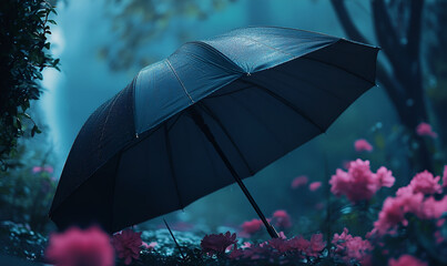 a beautifull umbralla in rain