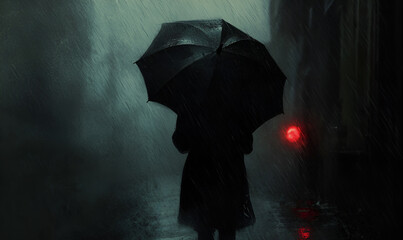 a woman in rain with umbralla