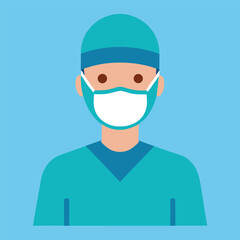 Surgeons with Masks and Scrubs – Vector Medical Illustration