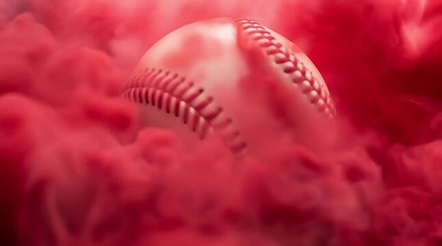 baseball on red background