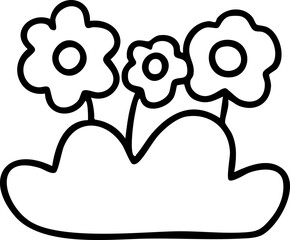 Cute cartoon, gardening, spring, trees, flowers, garden, illustration, hand drawn