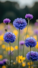 Fototapeta premium Vibrant purple and yellow wildflowers