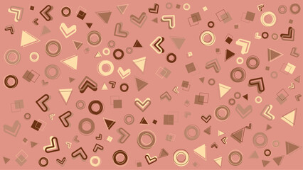 Pink background with various geometric shapes. Suitable for trendy social media posts, stationery, and modern graphic designs. Ideal for vibrant, youthful projects.