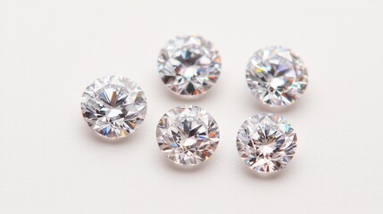 Sparkling Brilliant Cut Diamonds Displayed on White Background