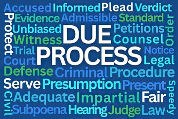 Obraz premium Due Process Word Cloud on Blue Background