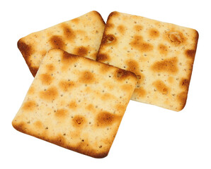 Group of cream crackers savoury cheese biscuits isolated on a white background