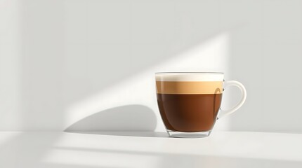 A modern flat design coffee image featuring simple two-dimensional shapes, diffused shadows, and subtle illumination. The overall style is gentle and soft