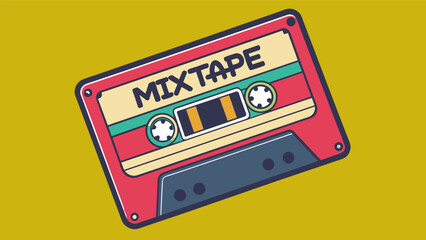 A retroinspired vinyl sticker with the image of a cassette tape and the phrase Mixtape Memories to promote the music bars throwback playlist. Vector illustration