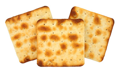 Group of cream crackers savoury cheese biscuits isolated on a white background