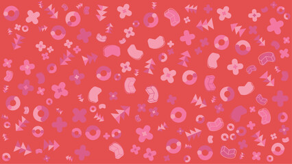 Red and pink geometric shapes on background. Suitable for abstract designs, social media graphics, and modern art concepts.