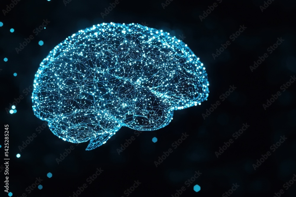 Aufkleber digital brain visualization with glowing neural connections