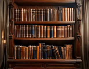 Classic Wooden Bookshelf Image Background 3 Row