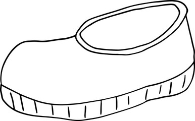one closed garden shoe clogs, hand drawn with black curved lines