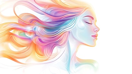 Woman with colorful flowing hair (1)