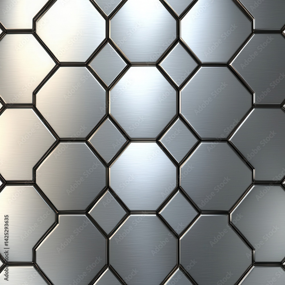 Poster reflective hexagonal metal pattern for modern design projects