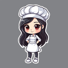 Cute Anime Chef Girl Cartoon Illustration