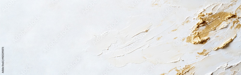 Poster Soft white canvas with a single muted gold pencil stroke creating an elegant and minimalistic design for backgrounds and product p