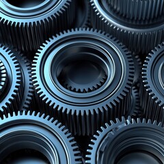 Close-up View of Interlocking Mechanical Gears in Industrial Setting