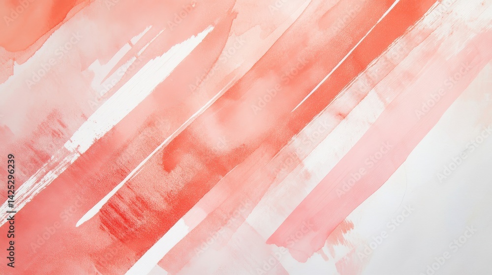 Poster soft pencil strokes and paint wash in pastel coral tones on canvas create a modern abstract backgrou