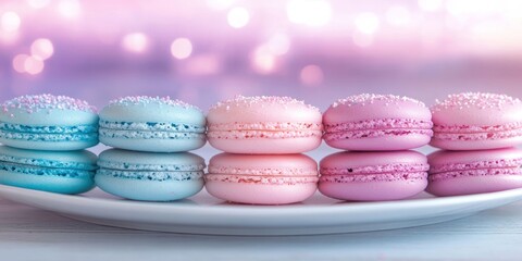 Obraz premium Pastel-colored macarons on a plate