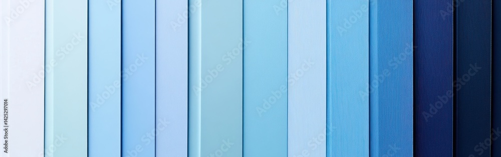 Poster Harmonious Arrangement of Pastel Blue Gradient Rectangles - Abstract Geometric Design in Soft and Calming Tones