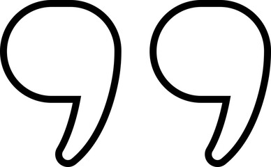 Quote commas icon in line. Quotation sign isolated on transparent background