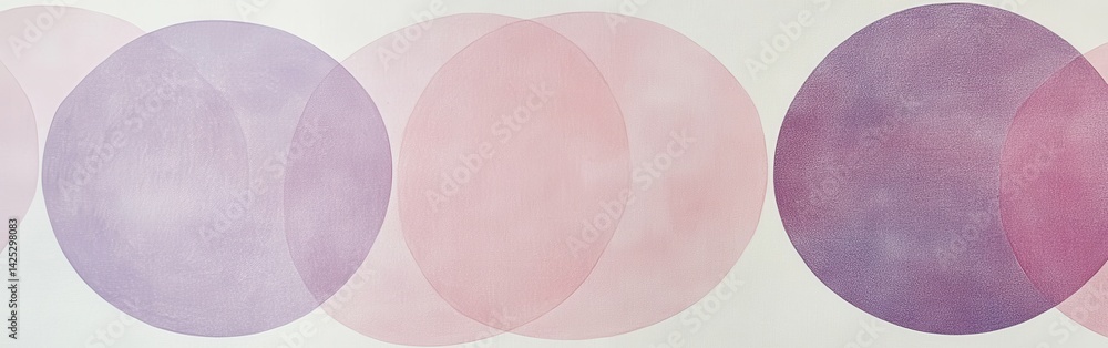 Poster minimalist pencil strokes composition with overlapping translucent circles in soothing pastel shades
