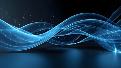 Smooth blue neon fluid wave glowing on a futuristic digital background