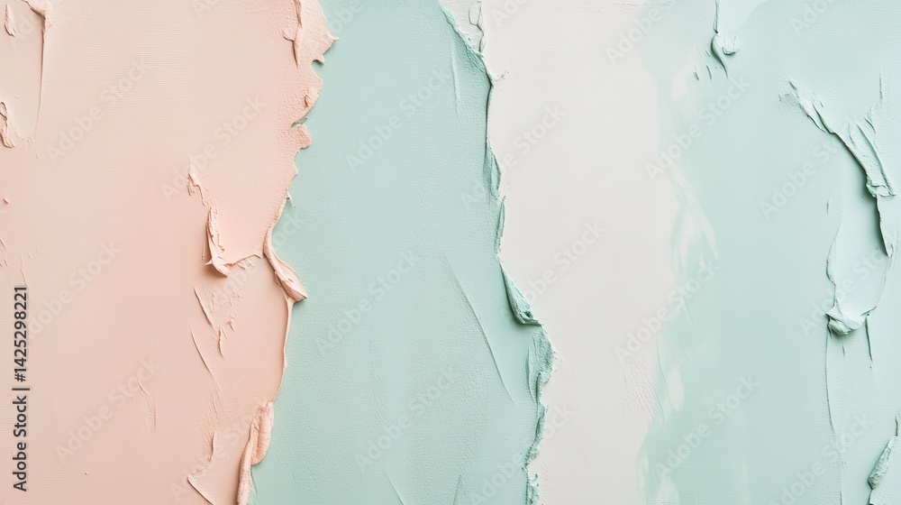 Poster Pastel Color Palette with Rough Paint Strokes and Torn Edges for Artistic Backgrounds