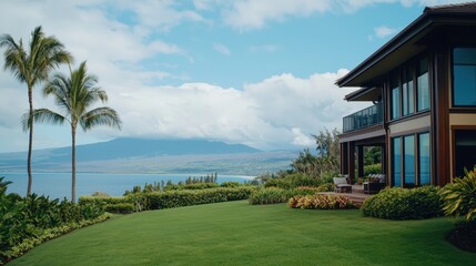 Luxurious Oceanfront Villa with Stunning Mountain View in Hawaii