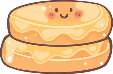 a cartoon pancake with a smile on it