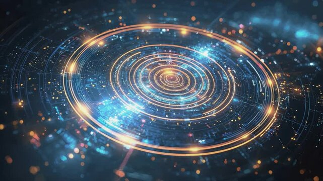 Cosmic Circuitry: A vibrant digital art piece, featuring intricate circuitry patterns intertwined with celestial elements, sparking curiosity and wonder.