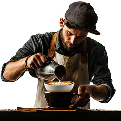 barista crafting png coffee art png latte pouring png espresso making png coffee shop png transparent background image
