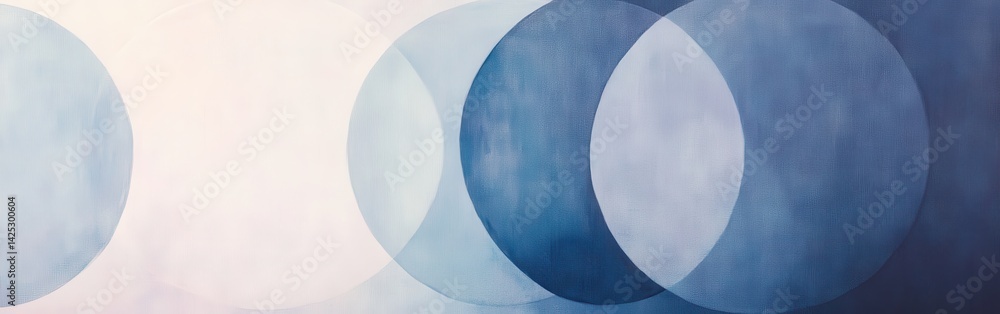 Poster elegant pastel blue pencil strokes backdrop with circular overlays for subtle and modern design