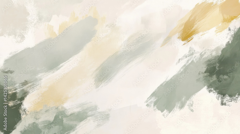 Poster elegant blotches of pencil strokes in muted green and beige hues to create a calm and artistic backd