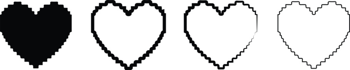 Cute Heart Icons Collection – Vector Love Elements for Designers , Romantic Heart Vector Set – Hand-Drawn -Editable Designs

