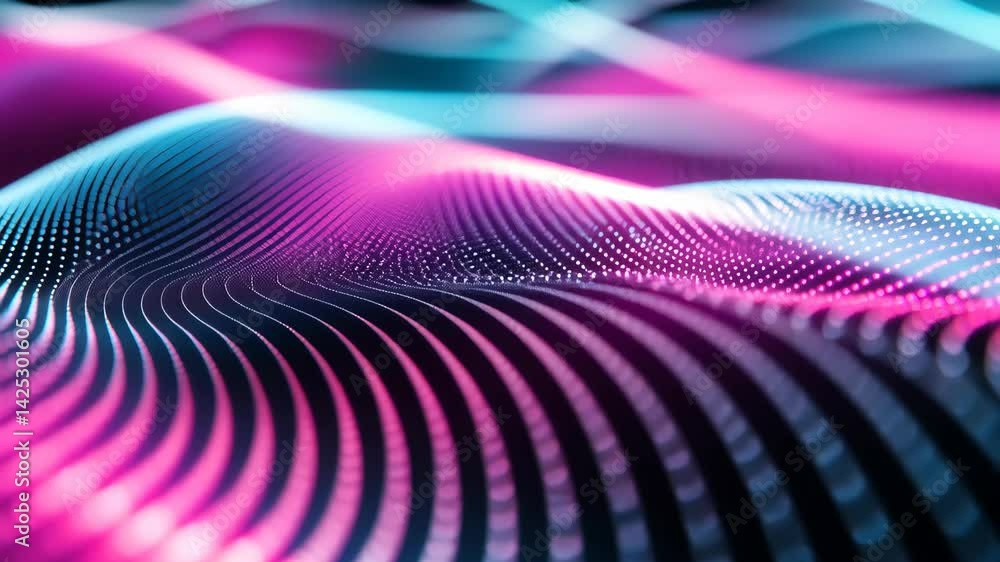 Poster Abstract digital wave pattern with glowing dots.