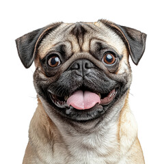 cheerful pug png smiling dog png cute pug face png pet dog png transparent background image