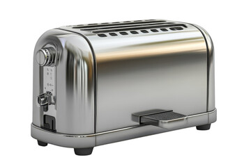 Sleek chrome toaster a kitchen essential for perfectly toasted bread boasts a retro design with smooth curves and a polished on transparent background