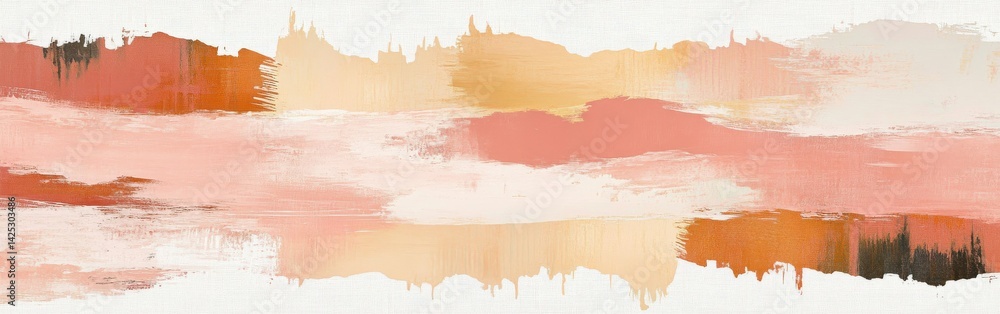 Poster Abstract backdrop with layered pencil strokes and a rough edge, using peach, sienna, and beige hues against a textured canvas for warmth
