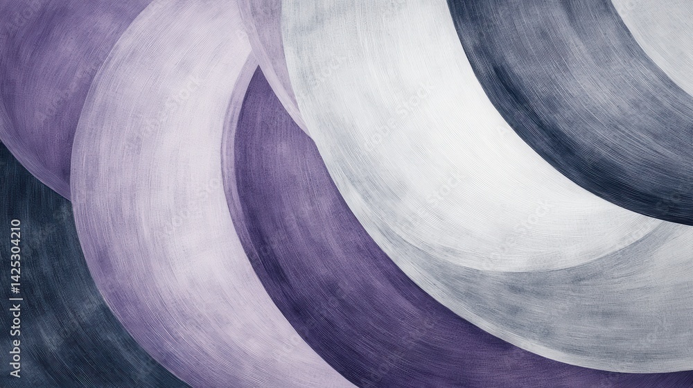 Fototapete Abstract circular pencil strokes forms in pastel hues creating depth and texture, with intertwined shapes