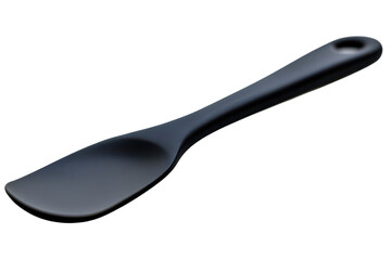 Sleek dark grey silicone spatula perfect for cooking and baking against a black background A stylish kitchen utensil for culinary on transparent background
