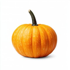 Obraz premium Bright Orange Pumpkin with Textured Skin and Green Stem